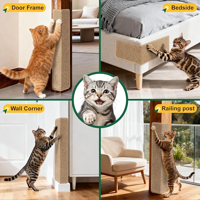 ENONCI Door Protector from Cat Scratching 30x7.8 Cat Wall Corner Scratcher | Anti Scratch Door Frame Furniture Protector for Indoor Cats - Image 5
