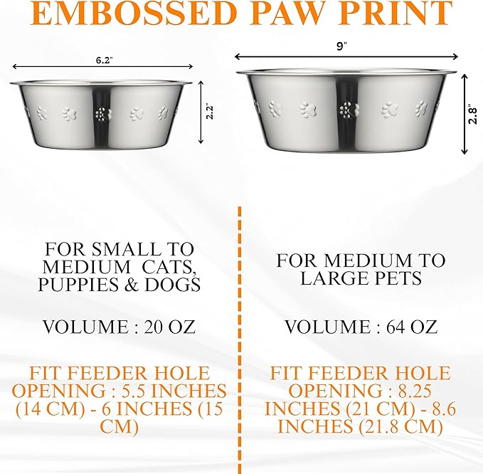 Stainless Steel Dog and Cat Bowls 2.5 Cups (0.6L) | Durable Metal Pet Food & Water Dish for Small Pets , Rust-Resistant - Image 4