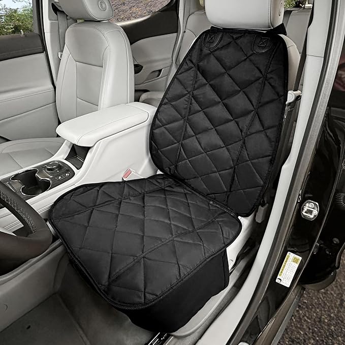 4Knines Heavy Duty Front Bucket Seat Cover for Dogs, Waterproof, Black | Heavy-duty with K9-Shield waterproof protection. Fits captain & bucket seats. Nonslip. Easy install & clean. by 4Knines
