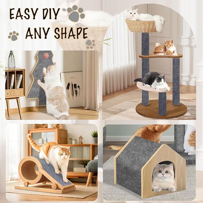 78.7"X15.8" Self-Adhesive Cat Scratching Mat - Durable Couch Protector from Cat Claws, DIY Furniture Protector from Cats Scratching, Sticky cat Scratch Wall mat- No Residue, Safe for Cats (Dark Grey) - Image 3