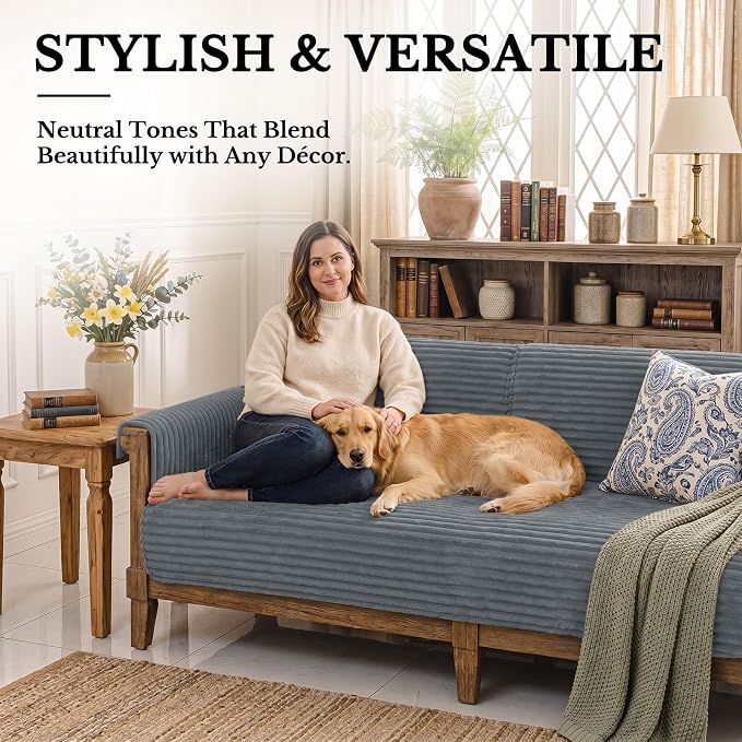 Smiry Waterproof Couch Cover for Dogs, Washable Non Slip Plush Protector | Waterproof Protection, Plush Flannel, Non Slip Backing, Pet Hair & Scratch Protection, Soft Cover (36" x 71") - Image 2