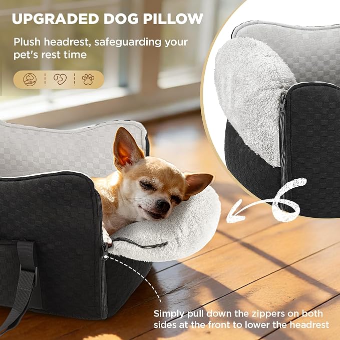 BONTHEE Center Console Dog Car Seat for Small Dogs- Anti-Collapse Design with Soft Plush & Sturdy Support Board, Adjustable Safety Leash for Small Dogs & Cats up to 15 lbs - Image 7