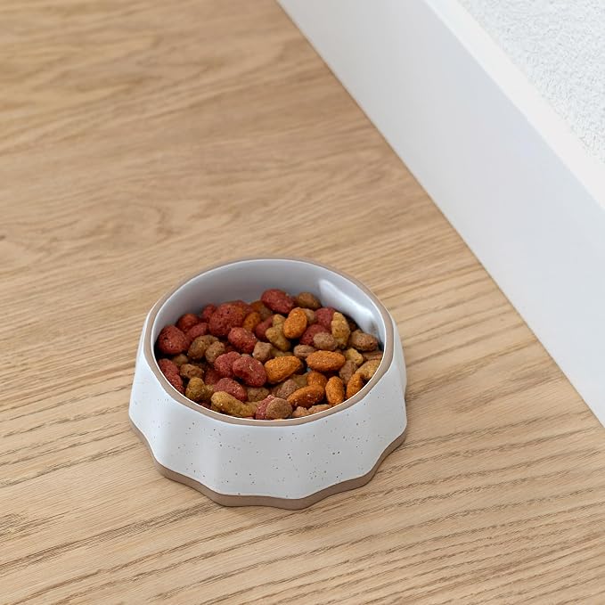 Fringe Studio Speckled Bone Small Sculpted Ceramic Pet Bowl W/Exposed Clay (5.25" Diameter x 1.75" H, 10 fl.oz.), PetShop Collection (779SM001) (Pack of 2) - Image 3