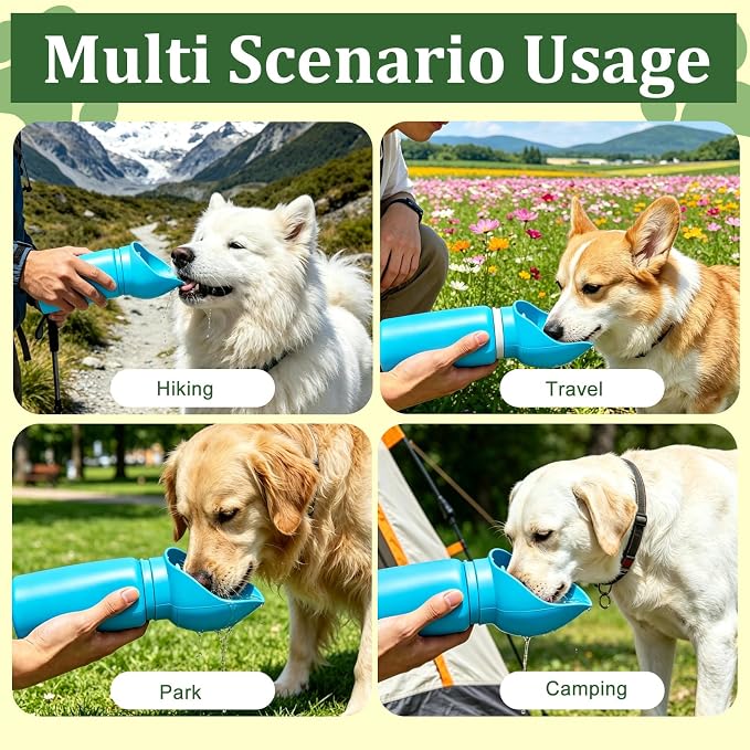 2 in 1 Foldable Dog Water Bottle, Leakproof Portable Pet Dispenser, Blue | Portable Water Dispenser for Cat, Rabbit, Puppy and Small Animals, for Pets Outdoor Walking, Hiking, Travel, BPA Free - Image 6