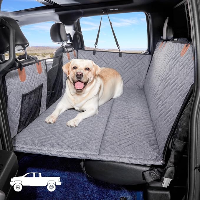 YJGF Hard Bottom Dog Car Seat Cover for Full-Size Trucks,Back Seat Extender | Strong Support,More Rest Space,Waterproof, Scratch Resistant,Car Seat Protector,Dog Hammock for Full-Size Truck by YJGF