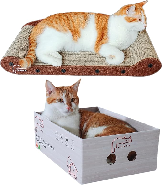 Cat Scratcher 24 Inch Cat Scratching Sofa Bed & 16" Lounge Box with Scratch Pad - Durable Cat Scratchers for Indoor Cats to Protect Your Furniture - Image 9