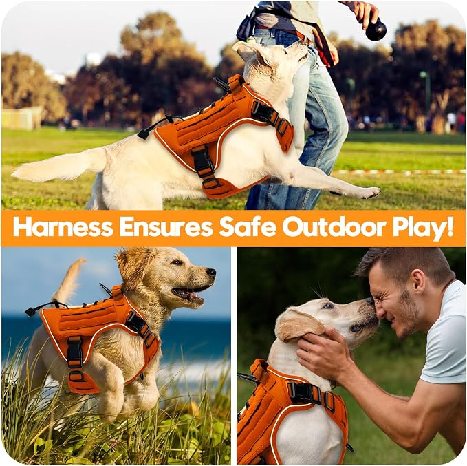 Heavy-Duty Tactical Dog Harness for Large Dogs, No Pull Adjustable Reflective Pet Vest with Molle System, K9 Military-Grade Control for Service Training, Outdoor & 10+ Breeds, Orange, X-Large - Image 6