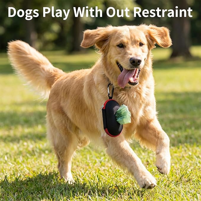 Dog Poop Bag Holder for Leash, Large Opening Easy Pull-Out Poop Bag Dispenser with Used Waste Bag Carrier, Compatible with Any Retractable Leash, Includes 15 Unscented Doggy Poo Bags (Red) - Image 5
