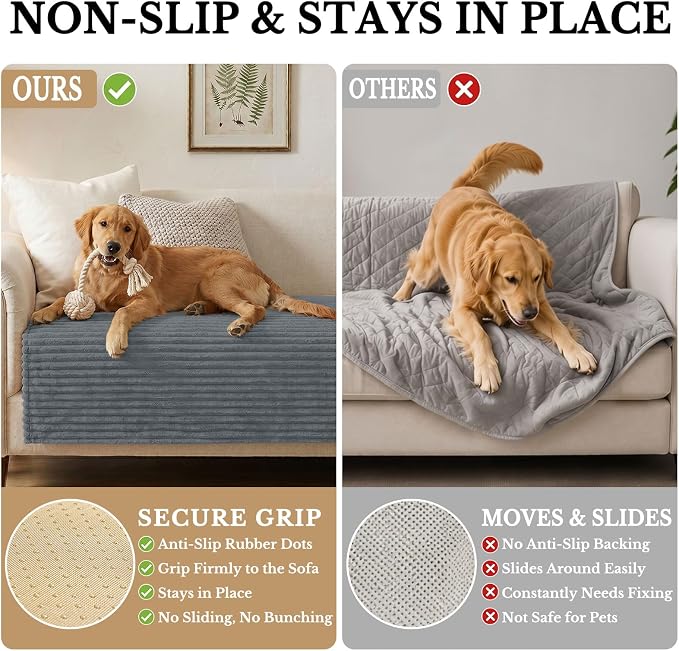 Smiry Waterproof Couch Cover for Dogs, Washable Non Slip Plush Protector | Waterproof Protection, Plush Flannel, Non Slip Backing, Pet Hair & Scratch Protection, Soft Cover (36" x 63") - Image 3