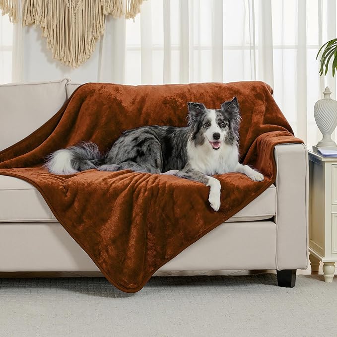 Soft Waterproof Blanket for Bed Couch Sofa, Caramel, 60x80 inches | Liquid Pee Proof Pet Blanket for Dog Puppy Cat, Reversible Sherpa Fleece Blanket for Couch Cover, Furniture Protector - Image 2