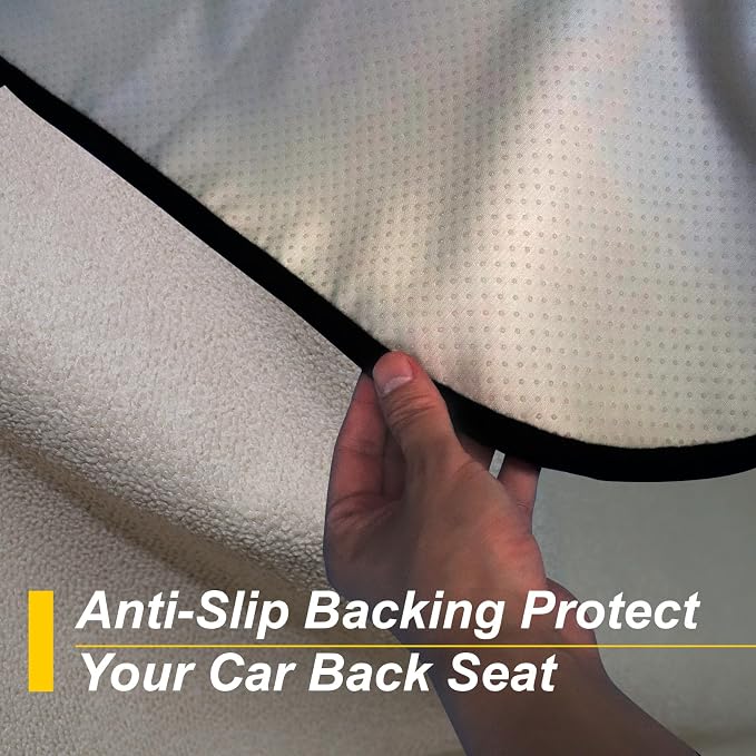 Back Seat Cover for Car Trucks Van SUV Jeep,Waterproof Rear Bench Towel Seat Covers for Dogs and Kids,Automotive Backseat Protector (Off-White) - Image 5