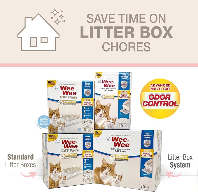 Four Paws Wee-Wee Cat Pads, Fresh Scent, 10 Count | Disposable litter box mats, great for under litter boxes, advanced odor control, fast absorption, litter tracking, 28" x 30" - Image 7