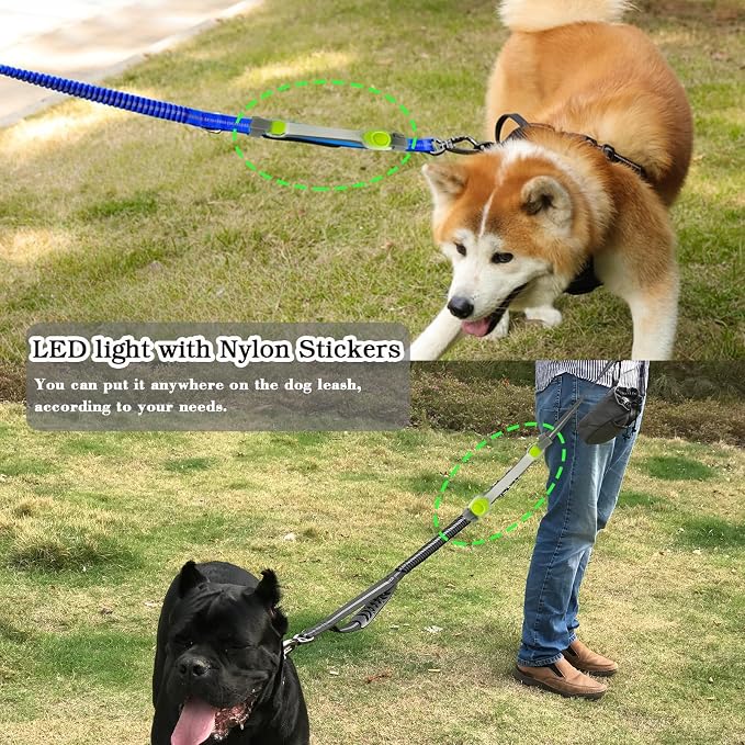 LED Dog Leash with Light Heavy Duty for Large Dogs Night Walking | No Pull Bungee Shock Absorbing, 2 Padded Handles for Control, Fits 60-150 lbs Dogs, Nylon Stickers Easy to Attach leash - Image 3