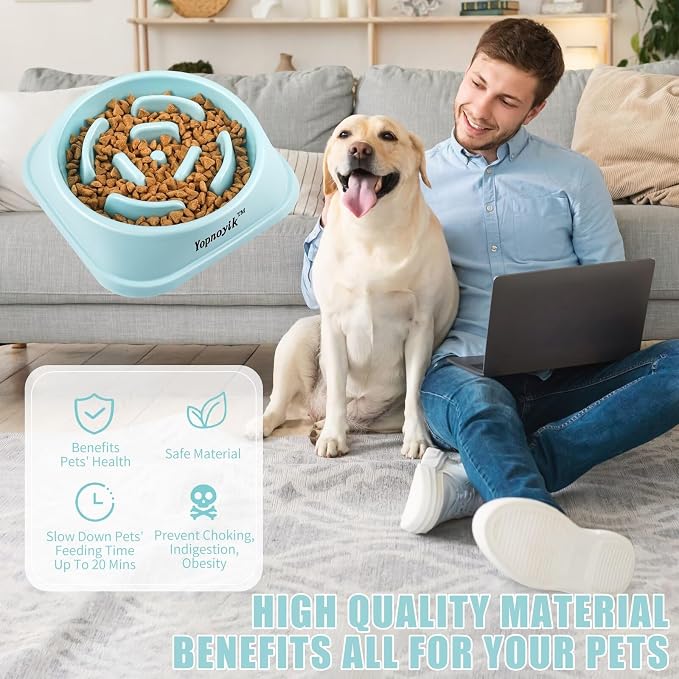Slow Feeder Dog Bowls for Medium Dogs & Cats | Non-Slip Base, Anti-Choking Design, Reduces Bloating & Overeating, Easy to Clean, 1.5-2 Cups - Image 5