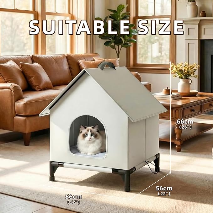 Cooling Cat House with Ice Packs for Outside&Indoor,Insulated and Weatherproof,Selfwarming Cat Shelter,Large Cave Bed for Garden (XL, Cold) - Image 4