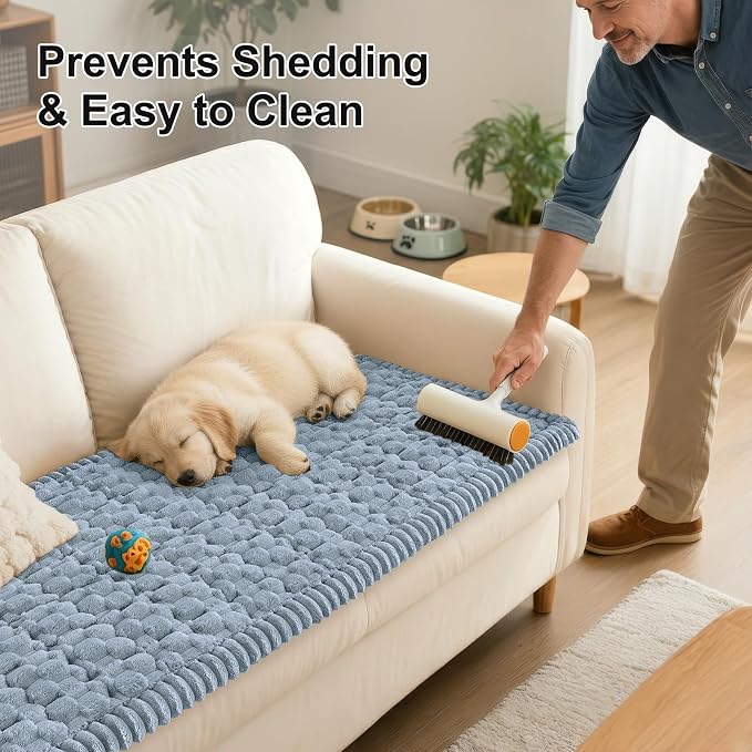 Smiry Non Slip Couch Covers for Dogs, Scratch Resistant Pet Sofa Protector | Machine Washable Soft Fuzzy Thick Furniture Cover for Sofa Loveseat Sectional Large Dogs, Airy Blue, 27.6" x 82.7" - Image 6