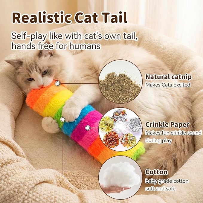Cat Toys 3 Pack Catnip Pillows, Soft and Durable Crinkle Sound, Rainbow | With Catnip Inside, Interactive Cat Toy For Indoor Cats, Promotes Kitty Exercise - Image 3