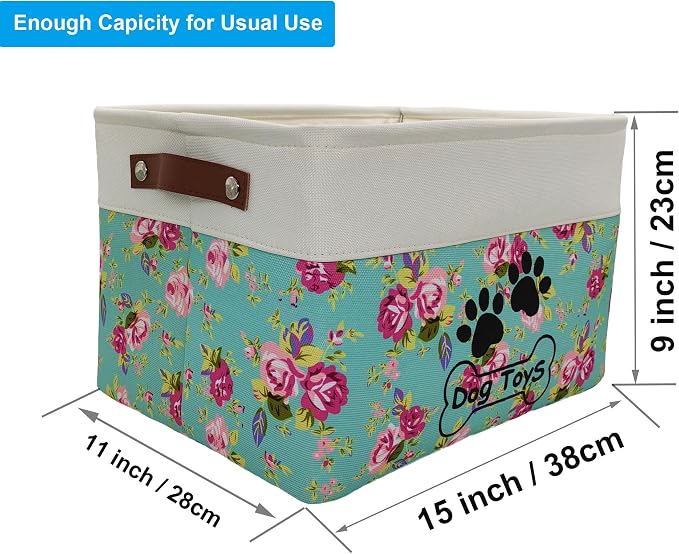 Collapsible Dog Toy Basket Foldable Dog Toy Box Bin for Pet Chew Toys Accessory - Image 3