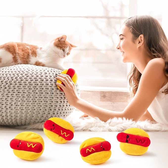 L1rabe Hot Dog Catnip Toys for Cats- Kitten Birthday Gifts for Cat Lovers | 5 Pcs Funny Catnip Stuffed Toys, Black Cat Appreciation Day, Hotdog Pet Interaction, Kitten Bite Supplies, Organic, Non-toxic - Image 4