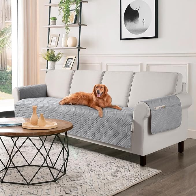 TAOCOCO Waterproof Large Couch Covers for Dogs, Non Slip Sofa Cover, 78.7'' | Washable Oversized Couch Covers with Arms for 3 Cushion Couch, Dog Sofa Cover Protector, Pocket & Backless Design, Light Gray by TAOCOCO