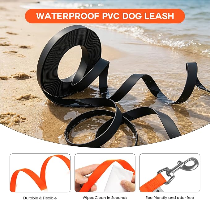 Wolfone Waterproof Dog Leash 40FT Long Line Recall Training Lead | Outdoor Dog Leash: Waterproof PVC coated training rope with easy clean design, great for recall swimming and adventures - Image 2