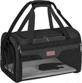 BALEINE Cat Carrier, Puppy Dog Carrier for Small Medium Pets Up to 15 Lbs, Soft-Sided Dog Travel Bag with Safety Zippers, Collapsible Pet Carrying Case (Black, L, 17"x11"x11") by BALEINE