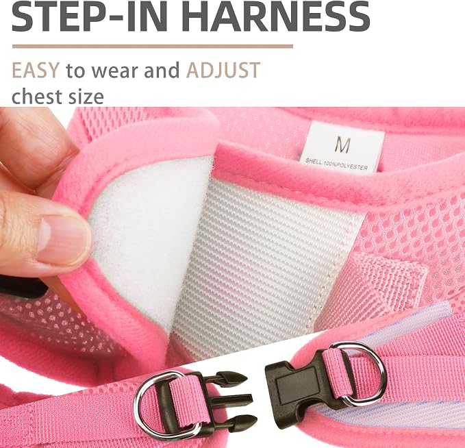 PUPTECK Dog Harness, Collar and Leash Set No Pull for Small Medium Sized | Soft Mesh Puppy Step-in Escape Proof Reflective No Choke Pet Cat Adjustable Walking Vest - Image 3