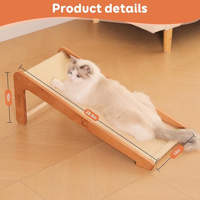 Sisal Cat Scratcher for Indoor Cats, Beechwood Base, Natural Sisal Woven Scratch Pad, Durable Scratching Post, Furniture Protector (L2) - Image 2