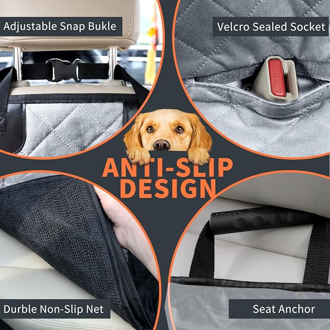 IVY&LANE Dog Car Seat Cover for Back Seat,Conversible 2-in-1 Waterproof Front Seat Cover,Heavy-Duty & Scratchproof Car Seat Protector Cover for SUVs,Trucks and Sedans(Large,Grey) - Image 7