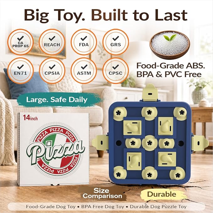 KADTC Dog Chess Puzzle Toy, 3-Levels, Mental Stimulation for Smart Dogs | Large size. Beginner-to-Advanced challenge beats boredom, burns energy, builds focus, slows eating, rewards sharper thinking. - Image 3
