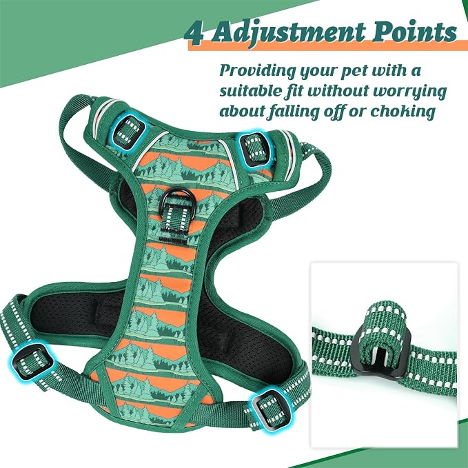 HEELE Dog Harness, No Pull Adjustable Padded Reflective Harness for Small Medium Large Dogs with Handle for Walking Training, Wilderness, S | No Choke with Control Handle, Soft Breathable Padded Pet Vest, Adjustable, Reflective Front Clip Vest for Nigh... - Image 6