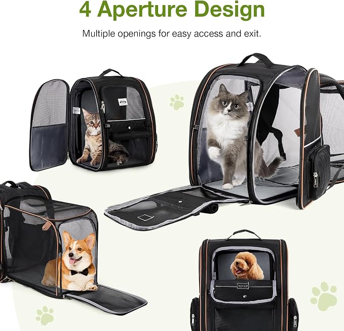 Large Cat Backpack Carrier Expandable Pet Carrier Backpack for Small Dogs Medium Cats Fit Up to 18 Lbs, Dog Backpack Carrier, Foldable Puppy Backpack Carrier for Travel,Black - Image 5