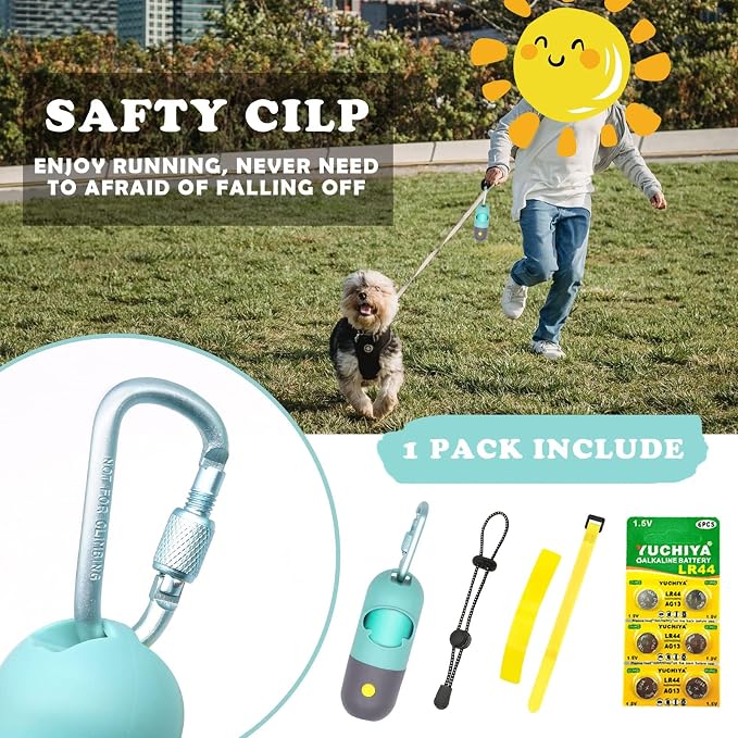 Dog Poop Bags Holder with LED Flashlight|Pet Waste Bags Dispenser for Leash|Doggie Potty Bags Container with Leak-proof Pet Trash Bags and Accessories (2 Holders 30 Bags, Crystal Blue) - Image 4