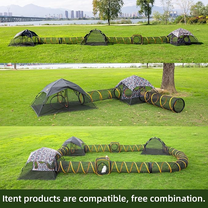 Cat Play Tunnel-for Indoor and Outdoor, Cat Play House, Cat Enclosures Easy to Connect with Two Zipper Doors,Product Size 67'' x 18'',2pcs /Set,Orange 2 Packs - Image 4