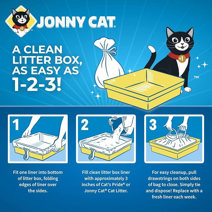 Jonny Cat Litter Box Liners: Heavy Duty - Tear & Leak Resistant - Drawstring Close - Jumbo, 1 Count (Pack of 30) - Image 5