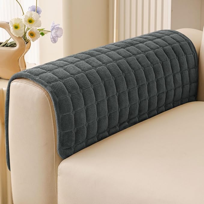 Smiry Velvet Couch Cover for Dogs, Non Slip Soft Sofa Protector for Pets | Washable Sofa Cover for Cats, Furniture Protector Against Pet Hair, Scratches, Fits Sectional Sofa(Dark Grey, 27.6"x27.6") by Smiry