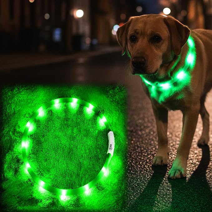 Light Up Dog Collar, Rechargeable Glowing Dog Collar, Light Dog Collar for Night Walking with 1640 FT of Visibility - Brightest LED Dog Collar Light, 3 Flashing Modes, Keeps Your Pets Safe in The Dark by Fashion%26cool