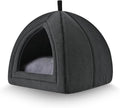 Amazon Basics Cat Cave Bed, 2-in-1 Foldable House for Indoor Cats, with Washable Cushion and Non-Slip Base, 17.5 x 17.5 Inches, Large by AmazonBasics
