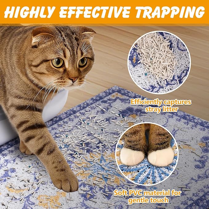 ondware Cat Litter Mat 20 x 15 in, Waterproof Non-Slip, Washable | Traps scattered litter, soft PVC mesh, paw-friendly, easy rinse clean, helps keep floors tidy - Image 4