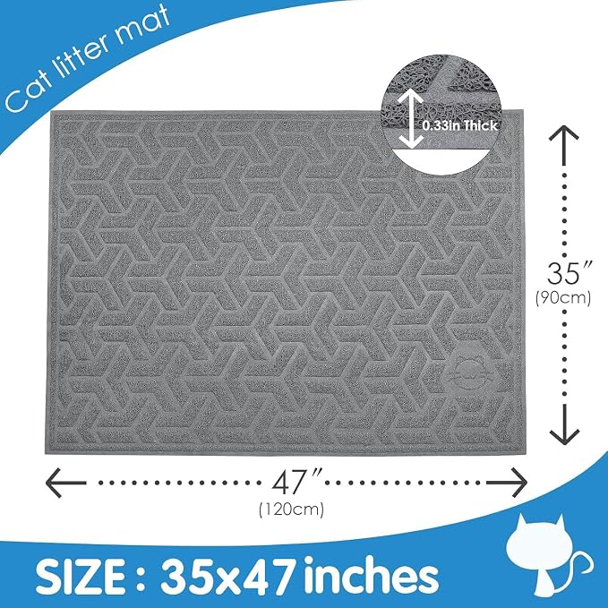 UPSKY Waterproof Cat Litter Mat Large 35" x 47" Soft on Kitty Paws, Gray | Litter Box Mat, Cat Litter Mat Litter Trapping Mat, Waterproof Scatter Control, For Indoor Cats, Easy to Clean - Image 2