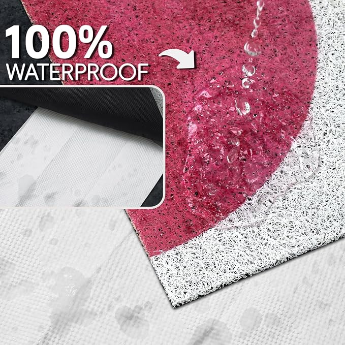 Cat Litter Mat Litter Trapping Mat, 24"x15" Waterproof Urine Proof Litter Box Mat Catcher Mat Non-Slip Washable for Kitty Kitten, Pink - Image 4