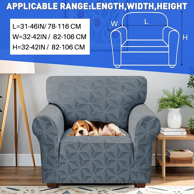YEMYHOM 1 Piece Stretch Chair Sofa Slipcovers Couch Covers for 1 Seat, Jacquard Armchair Covers with Non-Slip Elastic Bottom, Thickened Furniture Protector for Dogs Pets kids (Small, Dark Gray） - Image 3