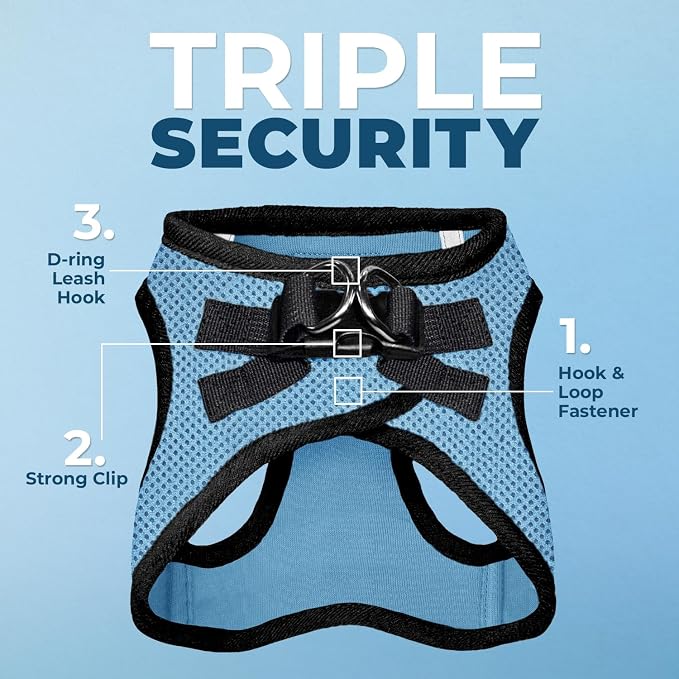 Voyager Step-in Air Dog Vest Harness - Baby Blue/Black Trim, X-Small | 13 - 14.5" in Chest, Reflective Bands, All Weather Breathable Air Mesh, Cats Compatible, Lightweight, Fast Drying - Image 2
