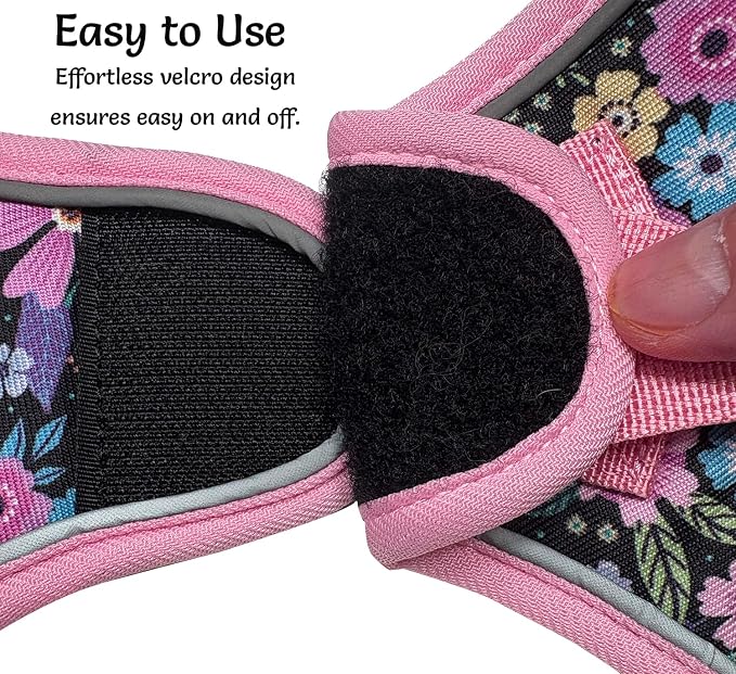 Mihqy Step in Dog Harness and Leash Set, Breathable Mesh, Pink Floral,S | Reflective, Adjustable No Pull Harnesses for Small Dogs Puppy and Cats, Lightweight Vest Harnesses, Fashion Floral Design - Image 5