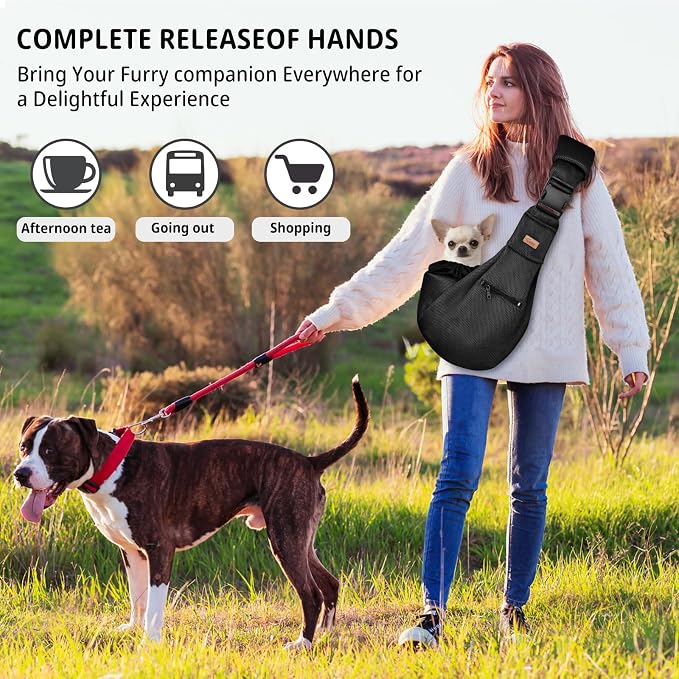 CUBY Dog and Cat Sling Carrier - Hands Free Reversible Pet Papoose Bag - Soft Pouch and Tote Design - Suitable for Puppy, Small Dogs Cats Outdoor - Image 7