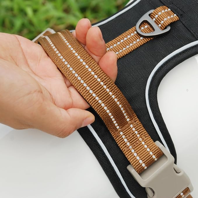 No Pull Reflective Dog Harness, 2 Zinc Alloy D-Rings Escape Proof Vest with Thickened Handle, Breathable 300D Polyester Mesh for Small Medium Large Dogs - Image 8