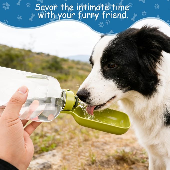 Portable Dog Water Bottle-18 Oz Leak-Proof Green Water Bowl Dispenser for Walk Hiking or Travel - Image 7