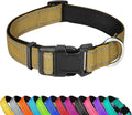 Reflective Dog Collar, Adjustable Soft Neoprene Padded,Khaki,XS | Breathable Nylon for Puppy Dogs Cats,Tear-Resistant Webbing,Chafe‑Free on Walks and Hikes,Metal D-Ring,Night Safety by PWOD