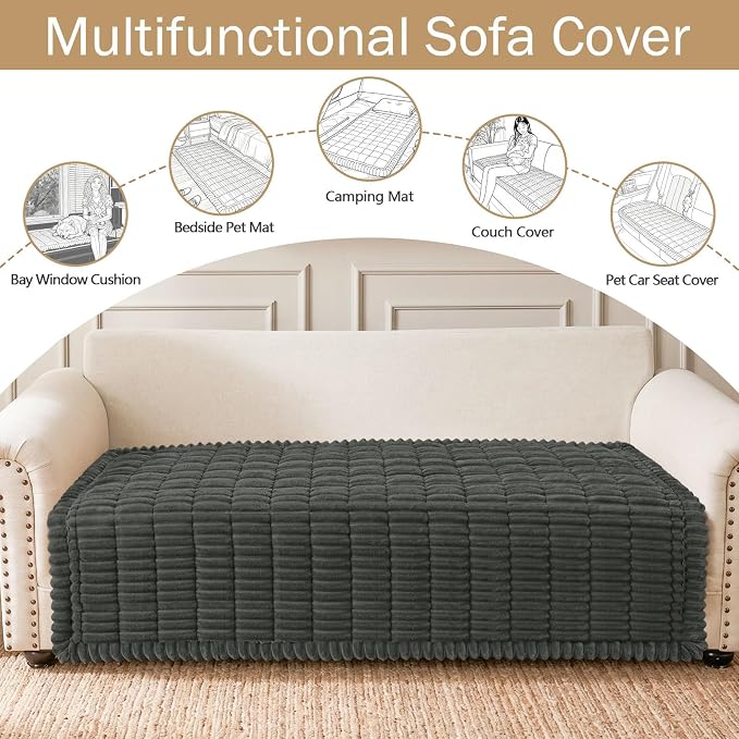 hyha Couch Cover for Dogs, Washable Non Slip Plush Flannel Sofa Protector | Thick Flannel, Anti-Slip Backing, Pet Hair & Scratch Protection, Fits Sofa & Loveseat (43" x 63") - Image 3