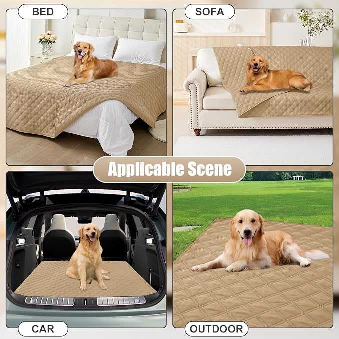 Smiry Waterproof Reversible Pet Couch Covers for Dogs | Pet Friendly, Soft Fabric, Washable Sofa Furniture Protector for Dogs Cat Kids, Checkered (40"x80", Camel/Camel) - Image 7